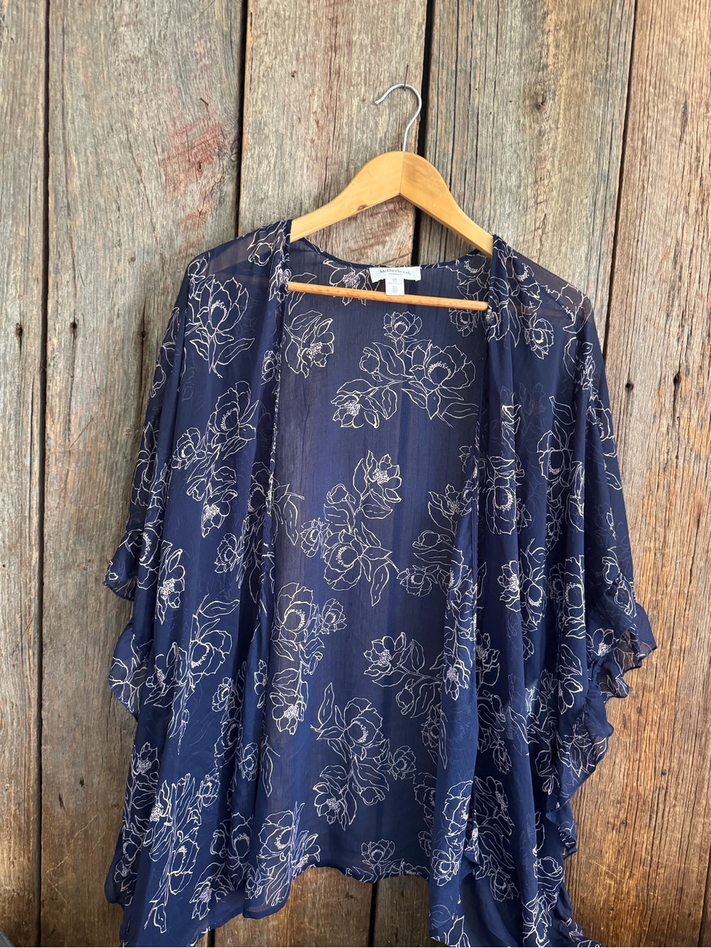 Navy Floral Sheer Kimono Cover-Up